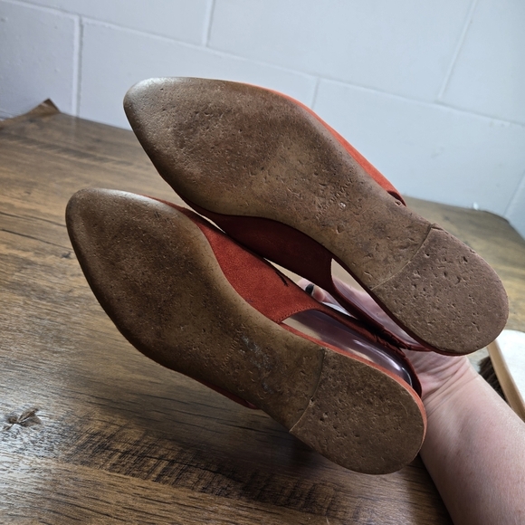 Everlane Red Suede Pointed Toe Slingback Flats - Picture 4 of 13